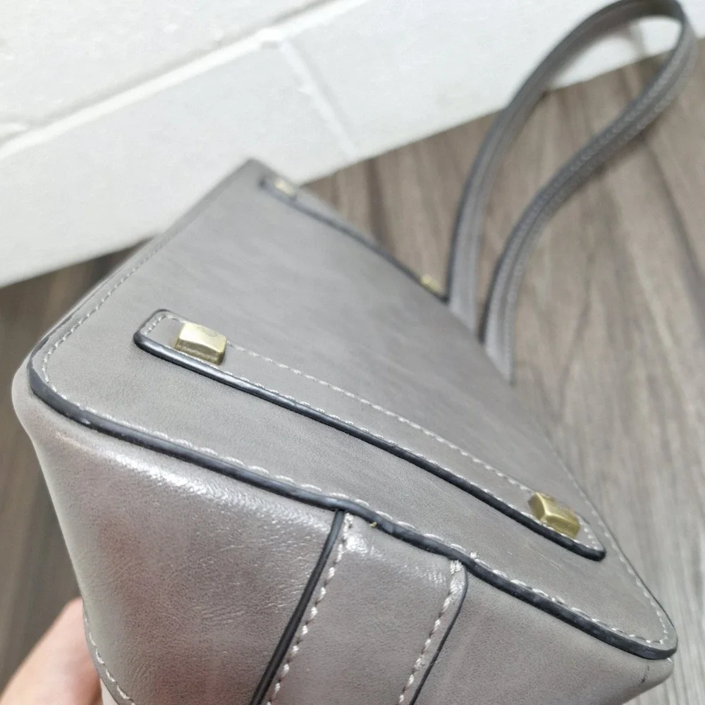 Simply Noelle Women's Gray Snakeskin Embossed Faux Leather Satchel Crossbody Bag